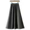Grey satin JK body-hugging short skirt for women's wear, all-cotton skirt with elastic waist, A-line skirt Item Picture